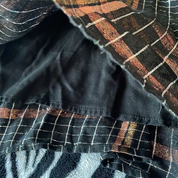 Free people metallic plaid square neck short sleeve pullover dress - Picture 4 of 13